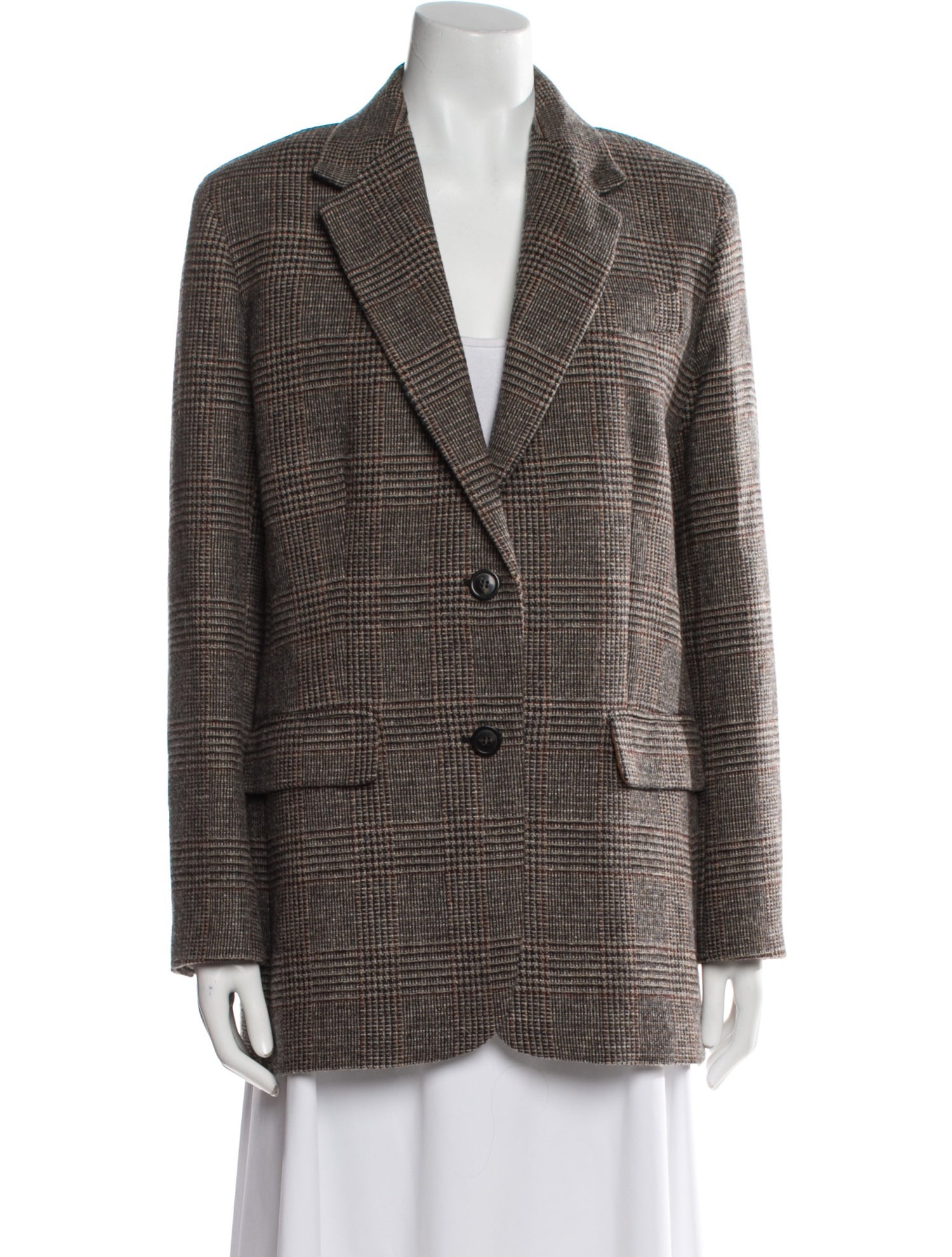 Weekend Max Mara Virgin Wool Plaid Print Blazer