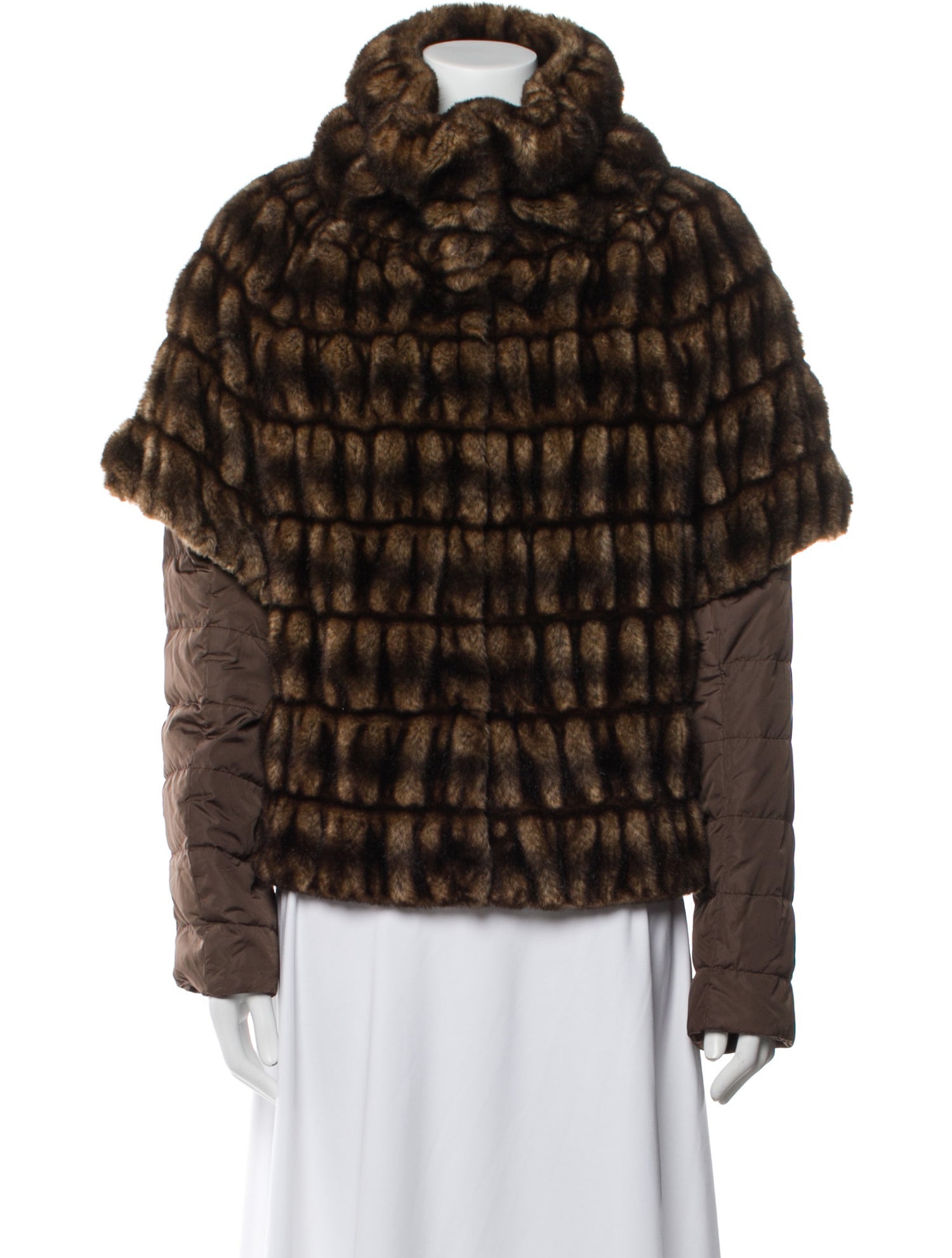 Weekend Max Mara Houndstooth Print Faux Fur Jacket
