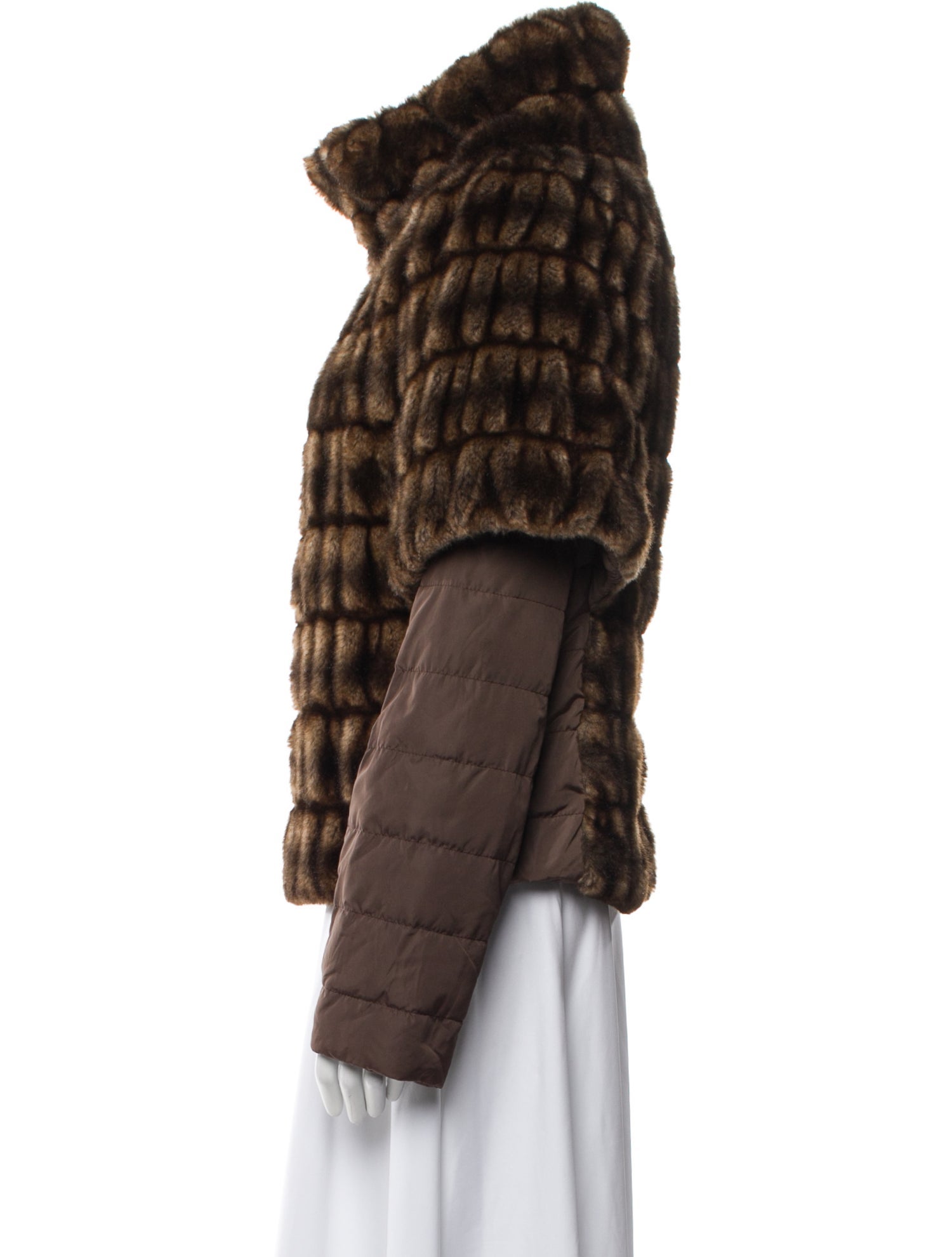 Weekend Max Mara Houndstooth Print Faux Fur Jacket