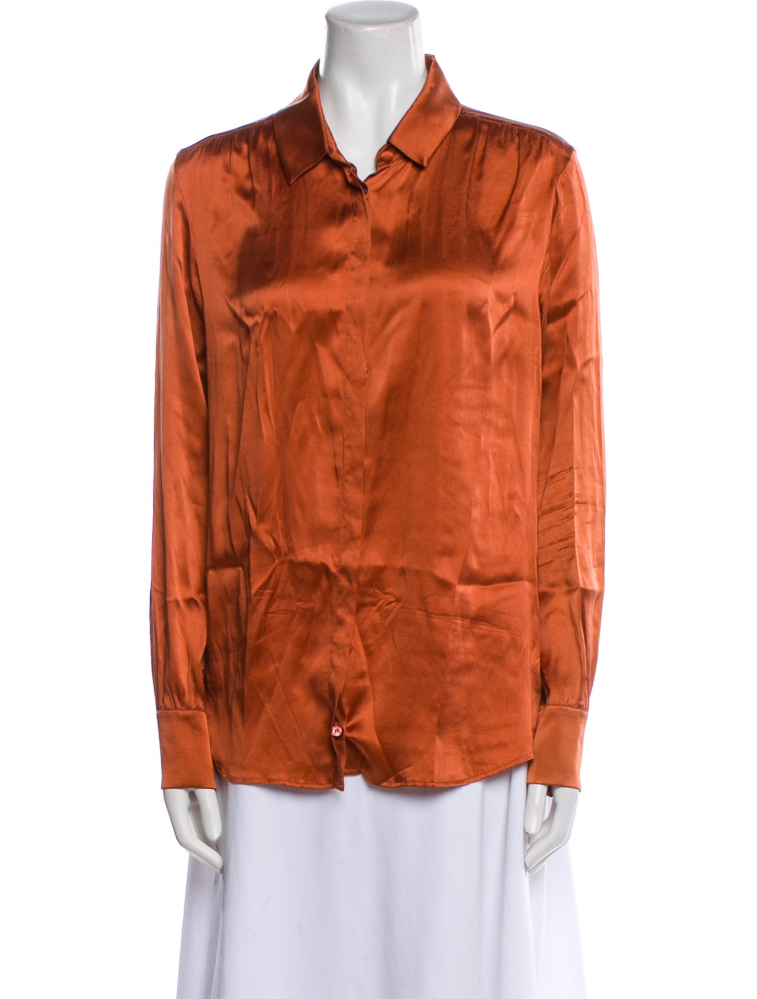 Weekend Max Mara Silk Long Sleeve Button-Up Top