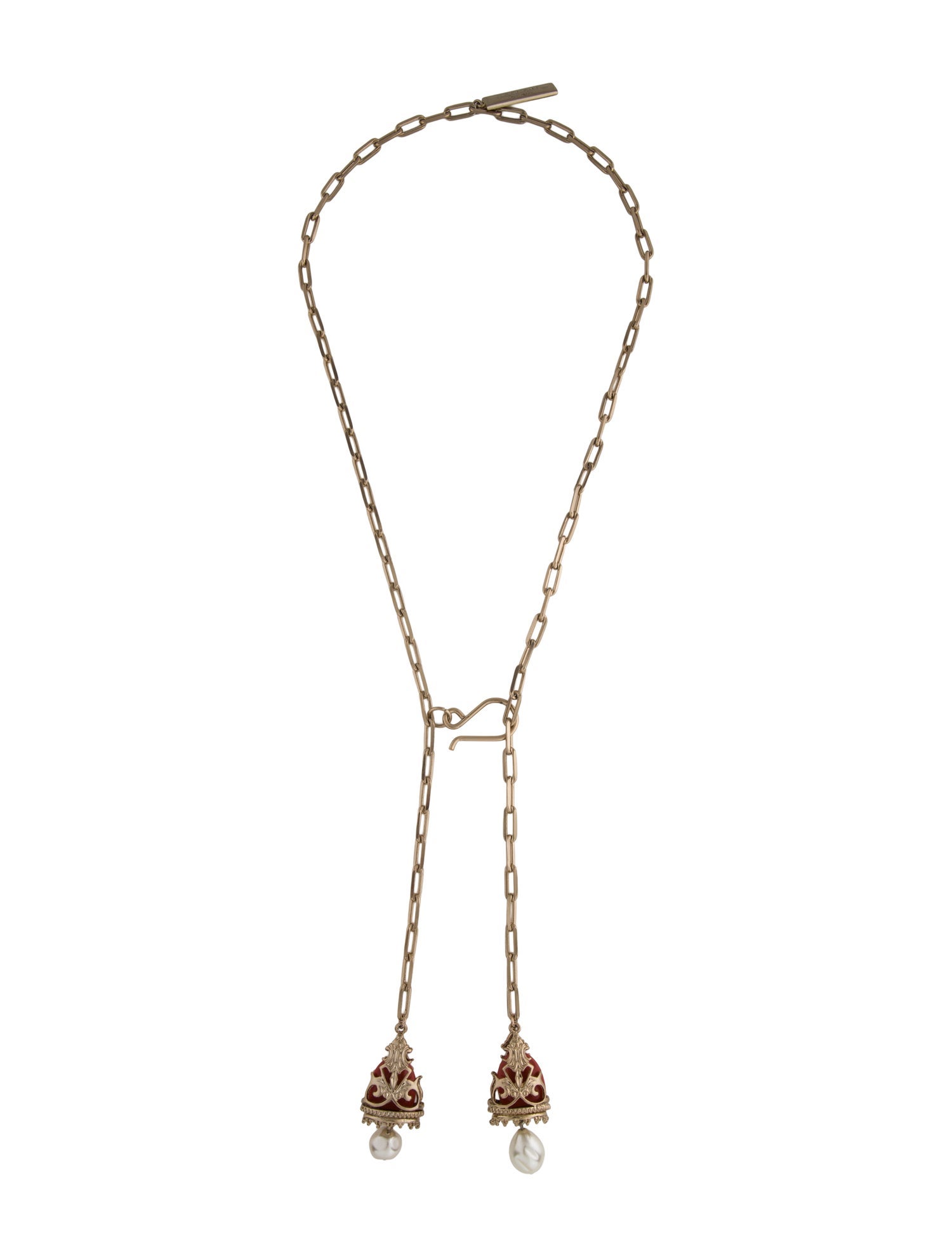 Weekend Max Mara Faux Pearls & Resin Lariat Necklace