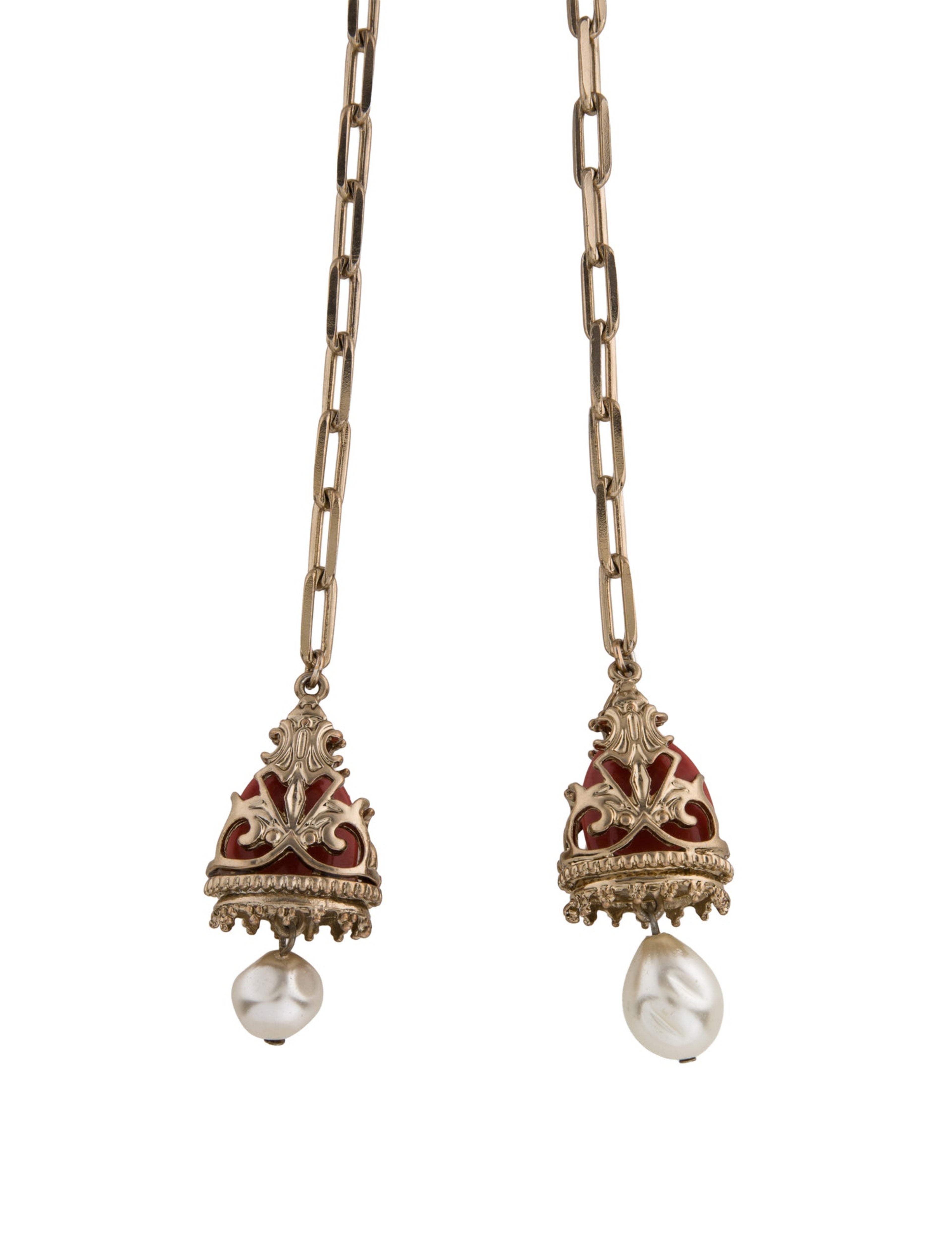 Faux Pearls & Resin Lariat Necklace