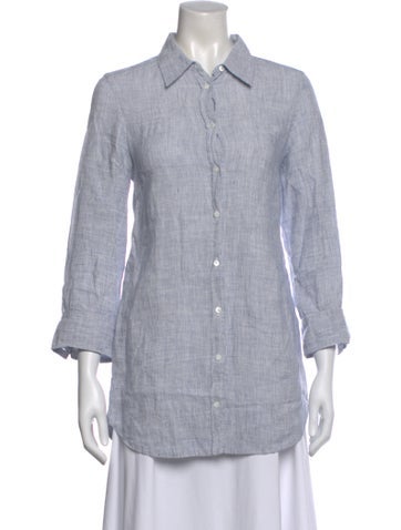 Pre-owned Weekend Max Mara Linen Long Sleeve Tunic In Blue