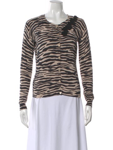 Pre-owned Weekend Max Mara Animal Print Crew Neck Sweater
