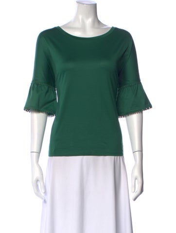 Pre-owned Weekend Max Mara Crew Neck Three-quarter Sleeve Top In Green