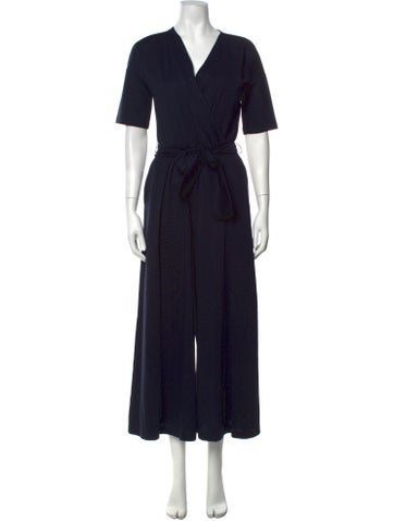 Pre-owned Weekend Max Mara V-neck Jumpsuit In Blue