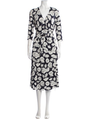 Pre-owned Weekend Max Mara Floral Print Midi Length Dress In Blue