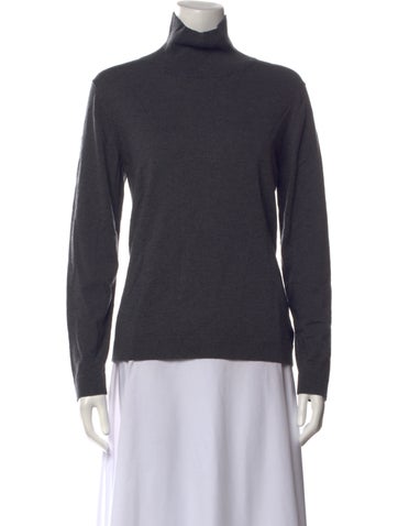 Pre-owned Weekend Max Mara Silk Turtleneck Sweater W/ Tags In Grey