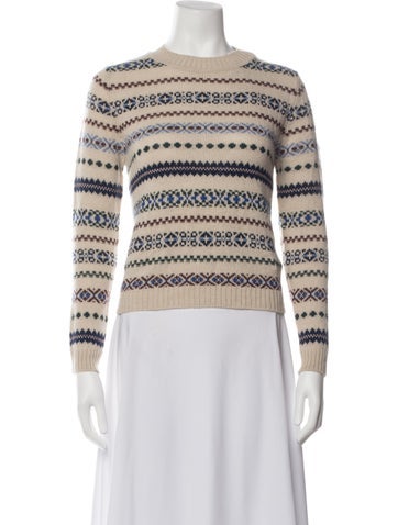 Pre-owned Weekend Max Mara Patterned Crew Neck Sweater In Neutrals