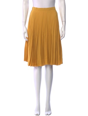 Pre-owned Weekend Max Mara Pleated Accents Midi Length Skirt In Yellow