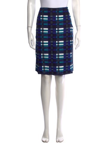 Pre-owned Weekend Max Mara Plaid Print Knee-length Skirt In Blue