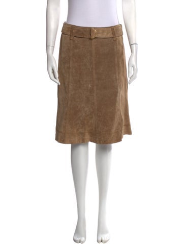 Pre-owned Weekend Max Mara Leather Knee-length Skirt In Neutrals