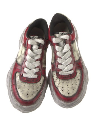 Maison Mihara Yasuhiro Patent Leather Colorblock Pattern Athletic Sneakers