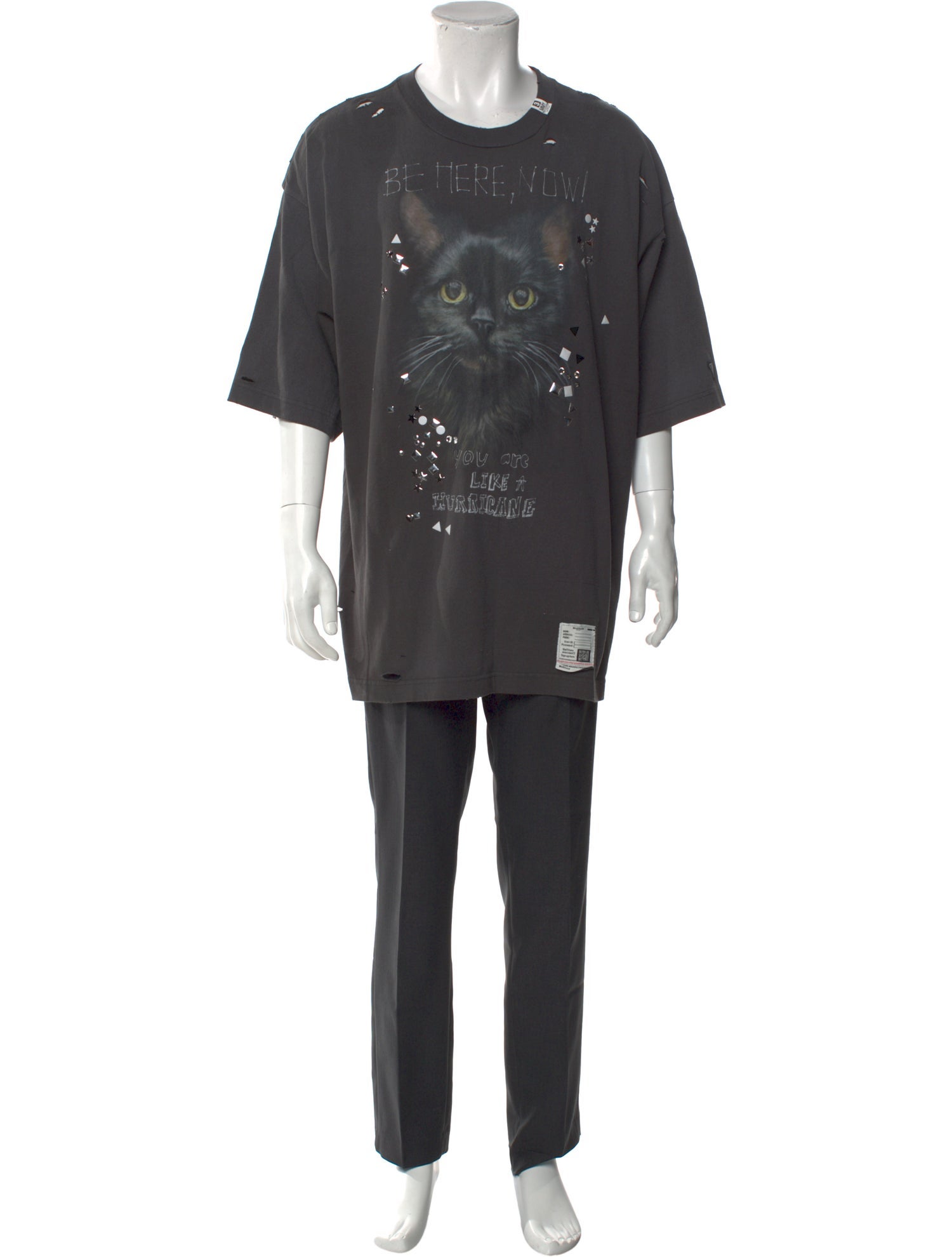 Maison Mihara Yasuhiro Cat Graphic Print T-Shirt