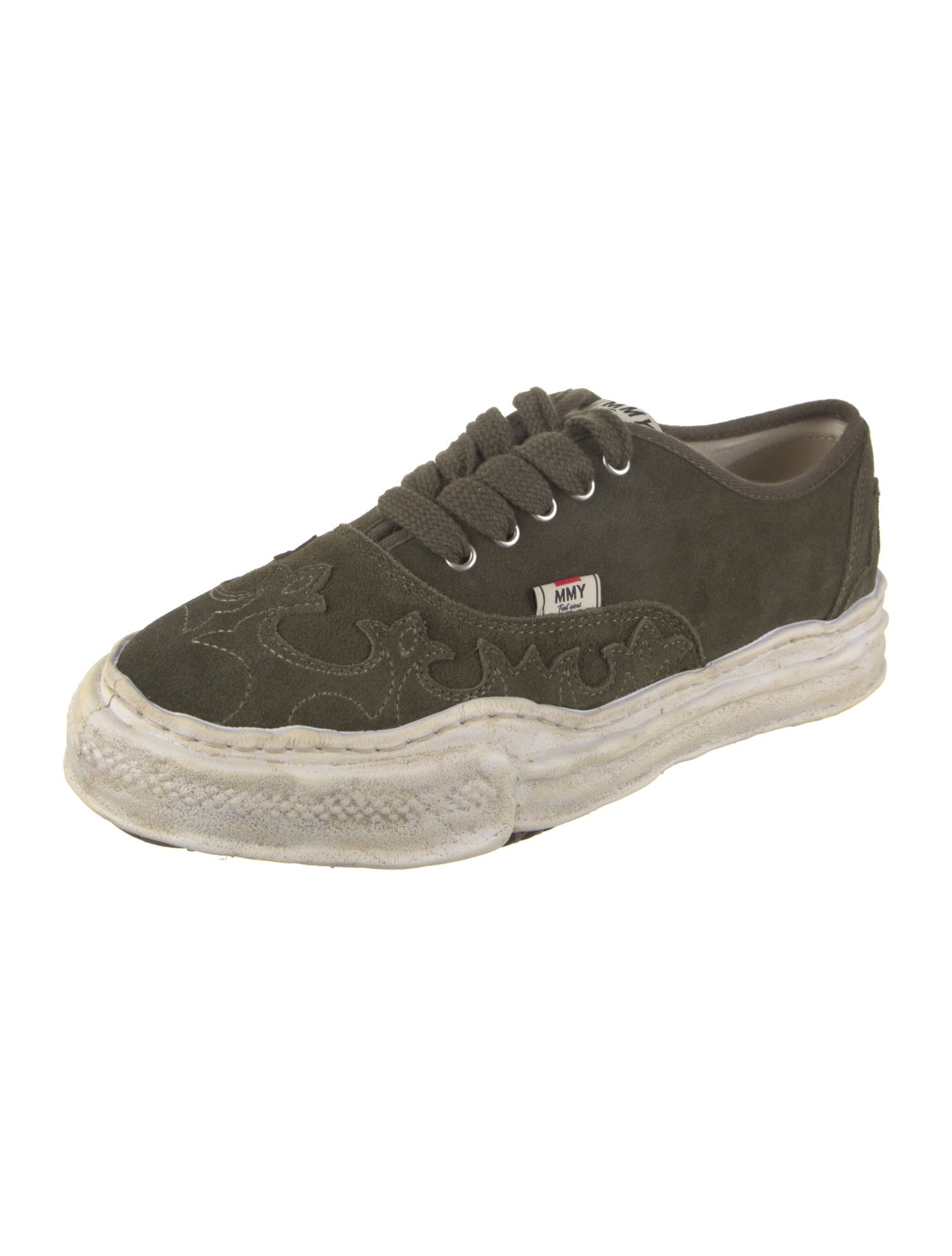 Maison Mihara Yasuhiro Suede Embroidered Accent Sneakers w/ Tags