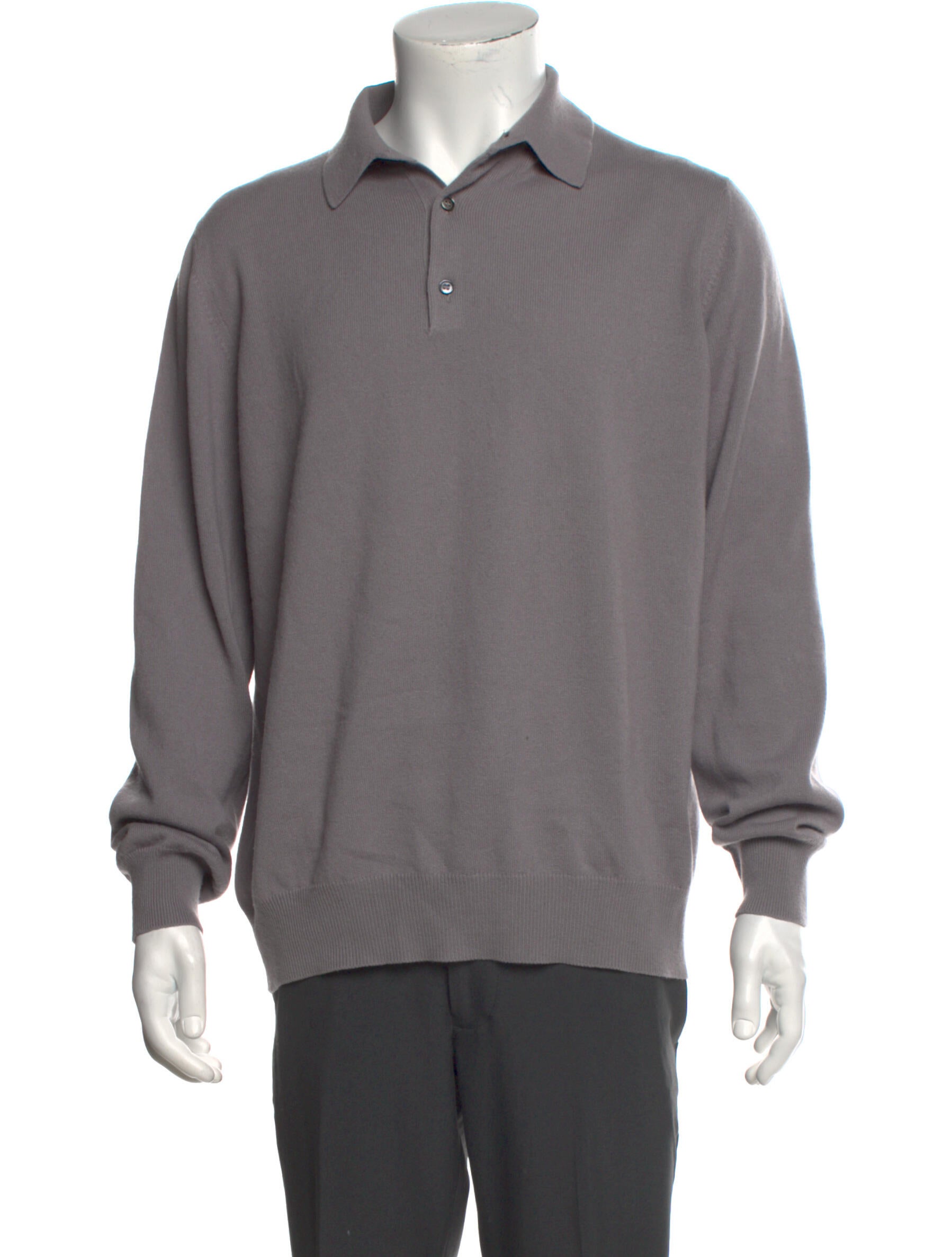 Manrico Cashmere Cashmere Collar Polo Sweater Grey Sweaters, Clothing WMANR21144 The RealReal