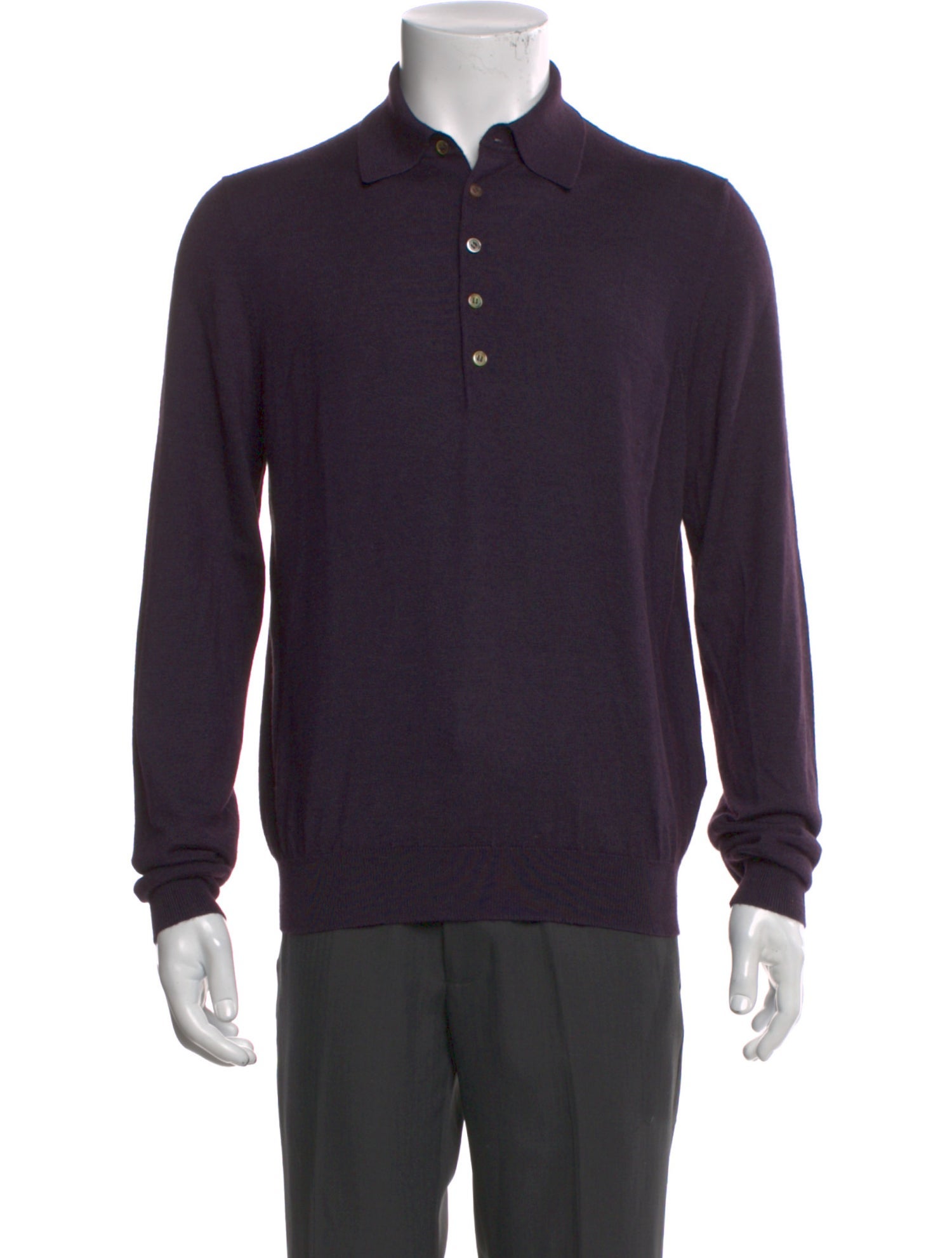 Manrico Cashmere Collar Long Sleeve Polo Sweater