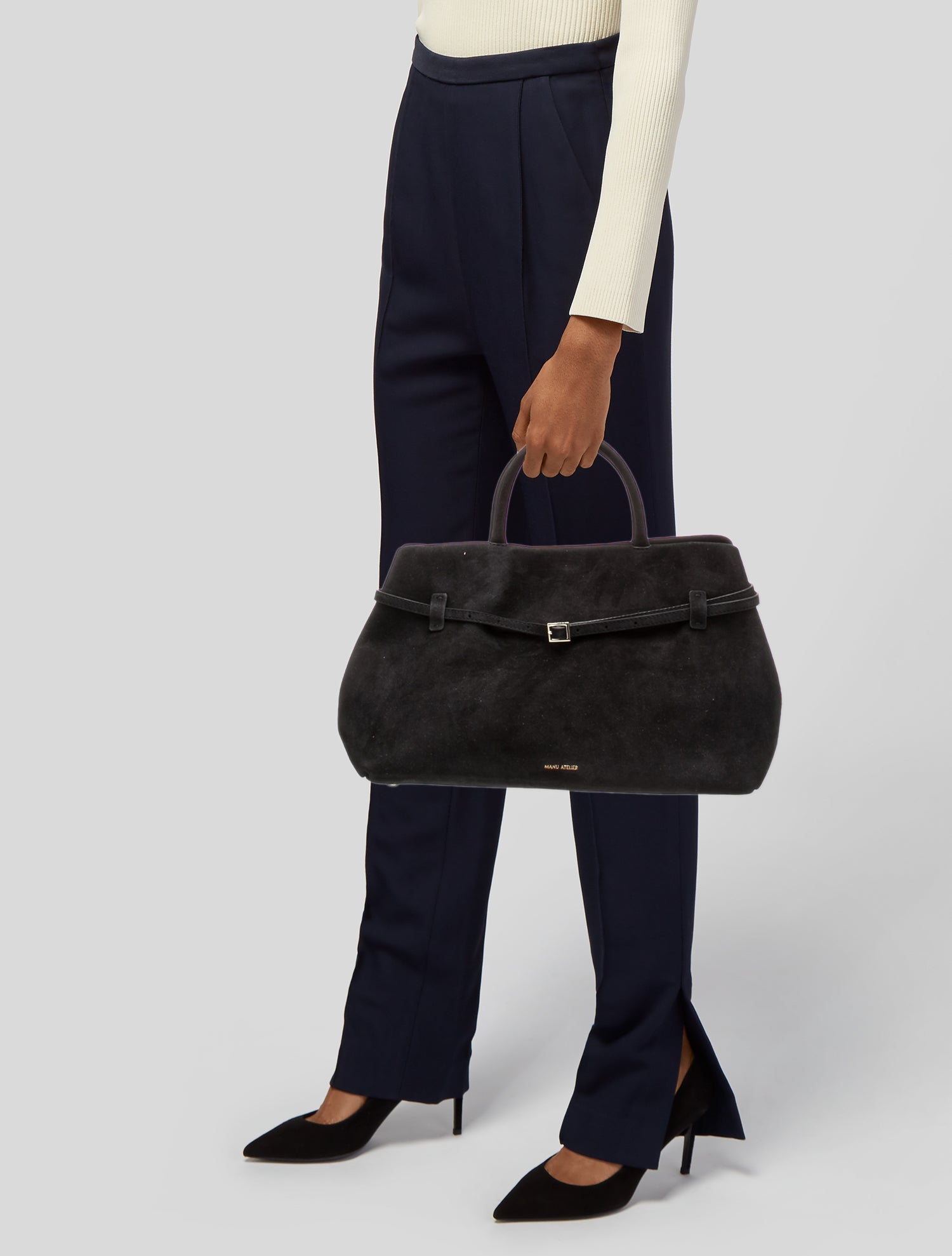 Manu Atelier Suede Top Handle Bag