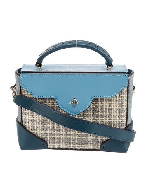 Manu Atelier Tweed Top Handle Bag