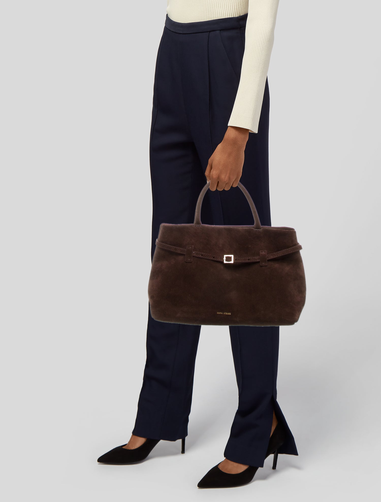 Manu Atelier Suede Top Handle Bag