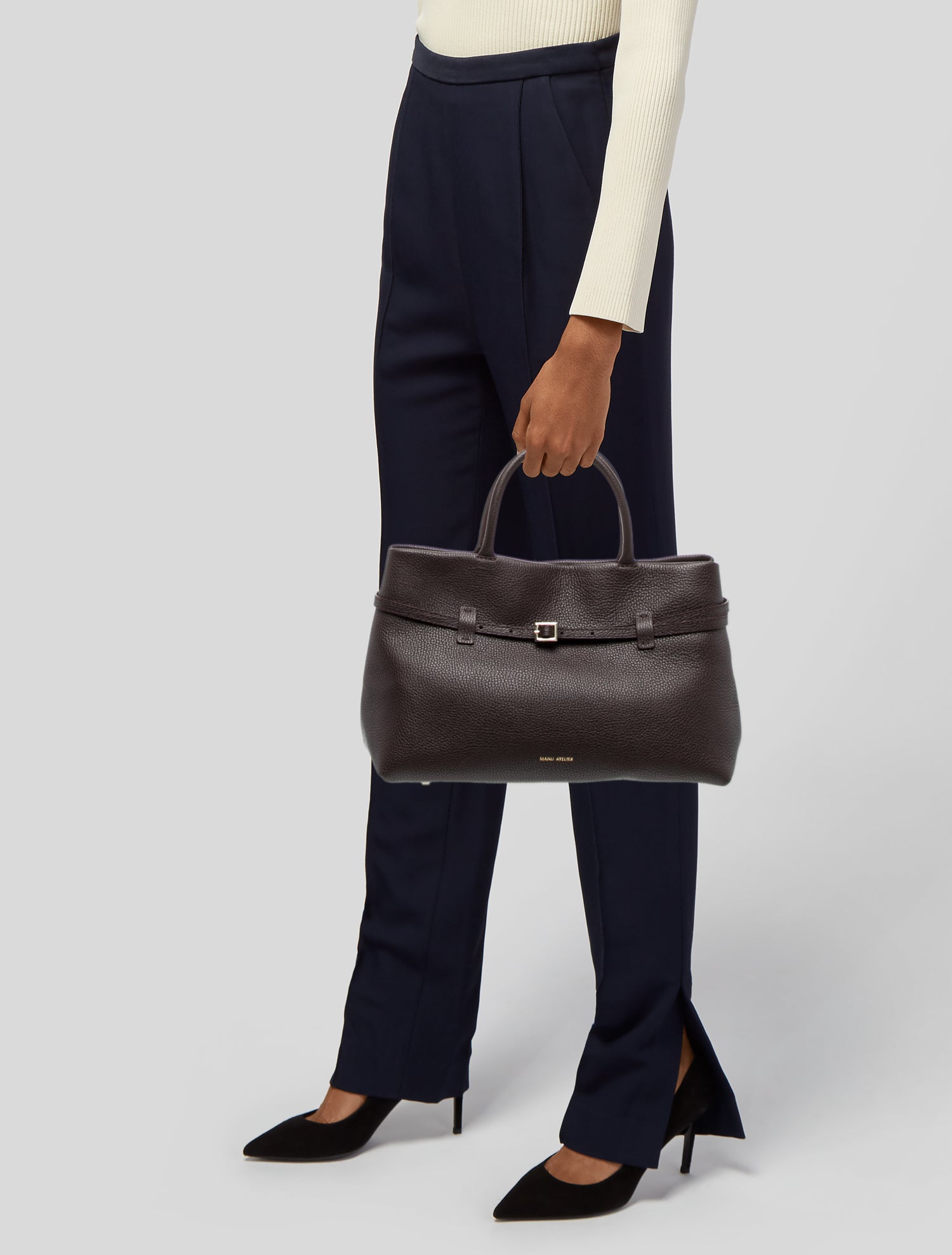 Manu Atelier Leather Top Handle Bag