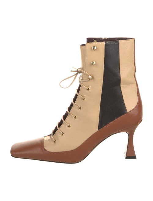 Manu Atelier Leather Colorblock Pattern Lace-Up Boots