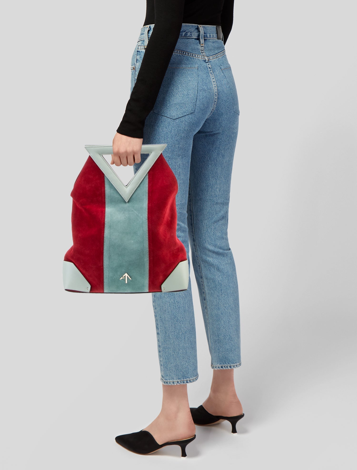 Manu Atelier Suede Top Handle Bag