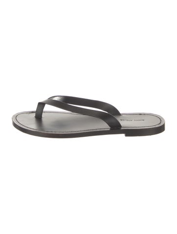 Pre-owned Manu Atelier Leather Flip Flops In Gray