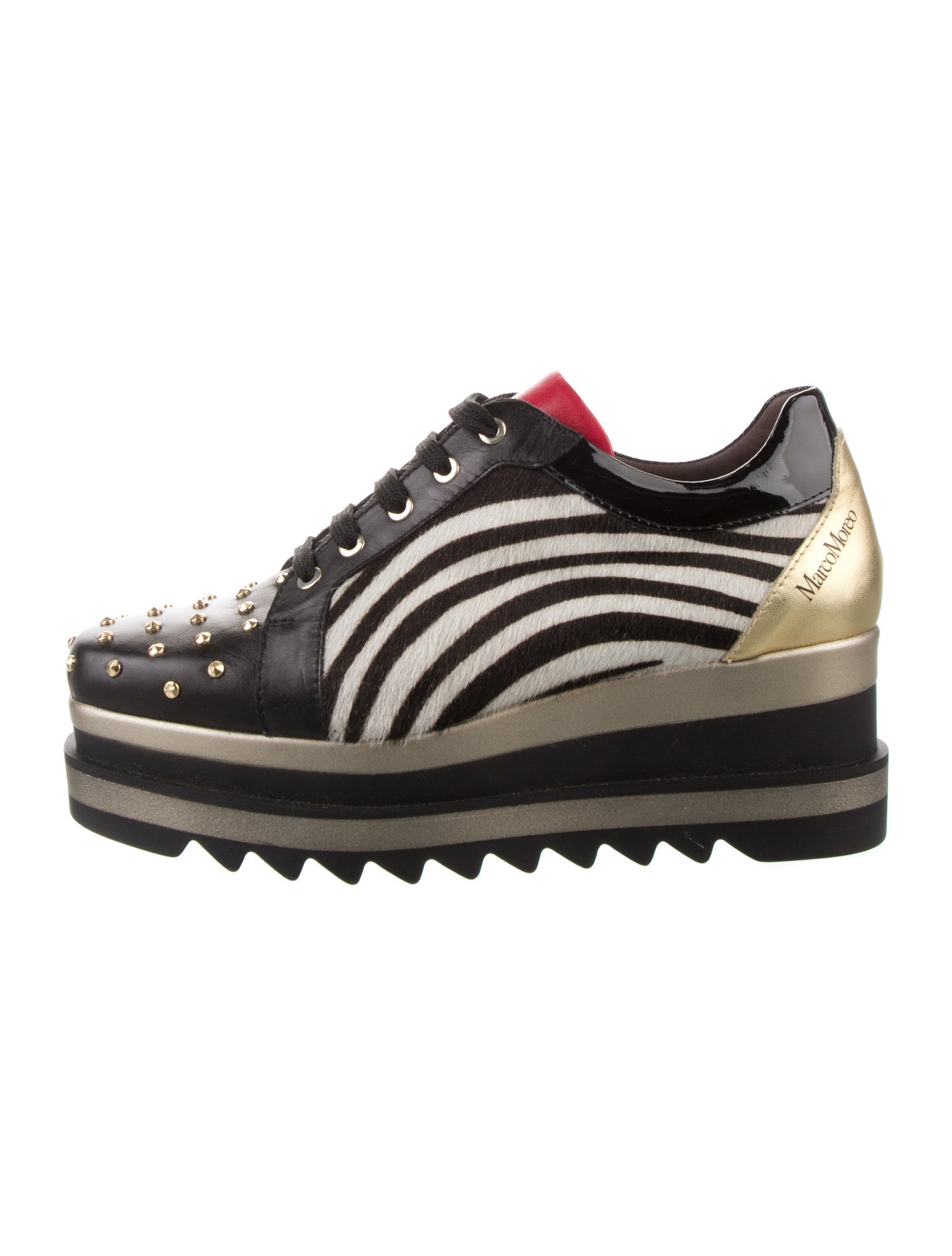 Marco Moreo Ponyhair Printed Wedge Sneakers