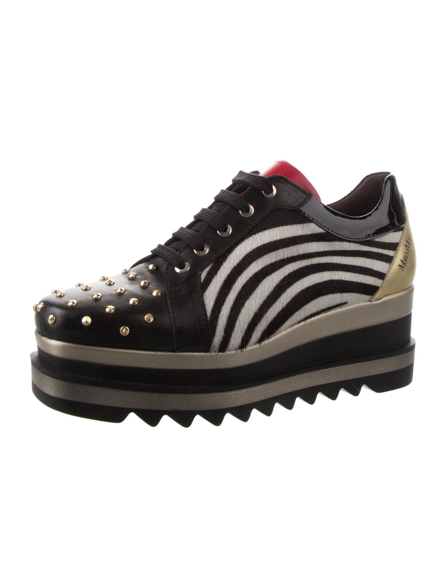 Marco Moreo Ponyhair Printed Wedge Sneakers