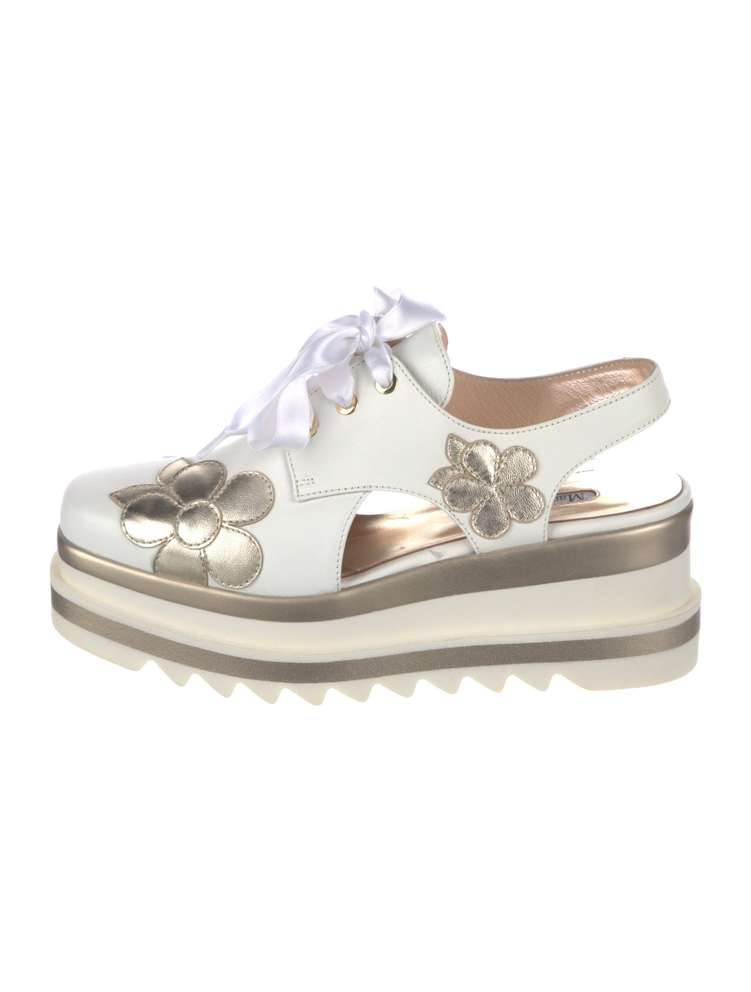 Marco Moreo Leather Floral Print Slingback Flats