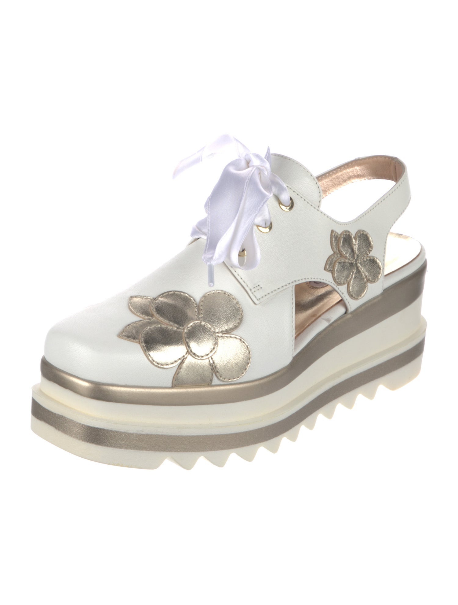 Marco Moreo Leather Floral Print Slingback Flats