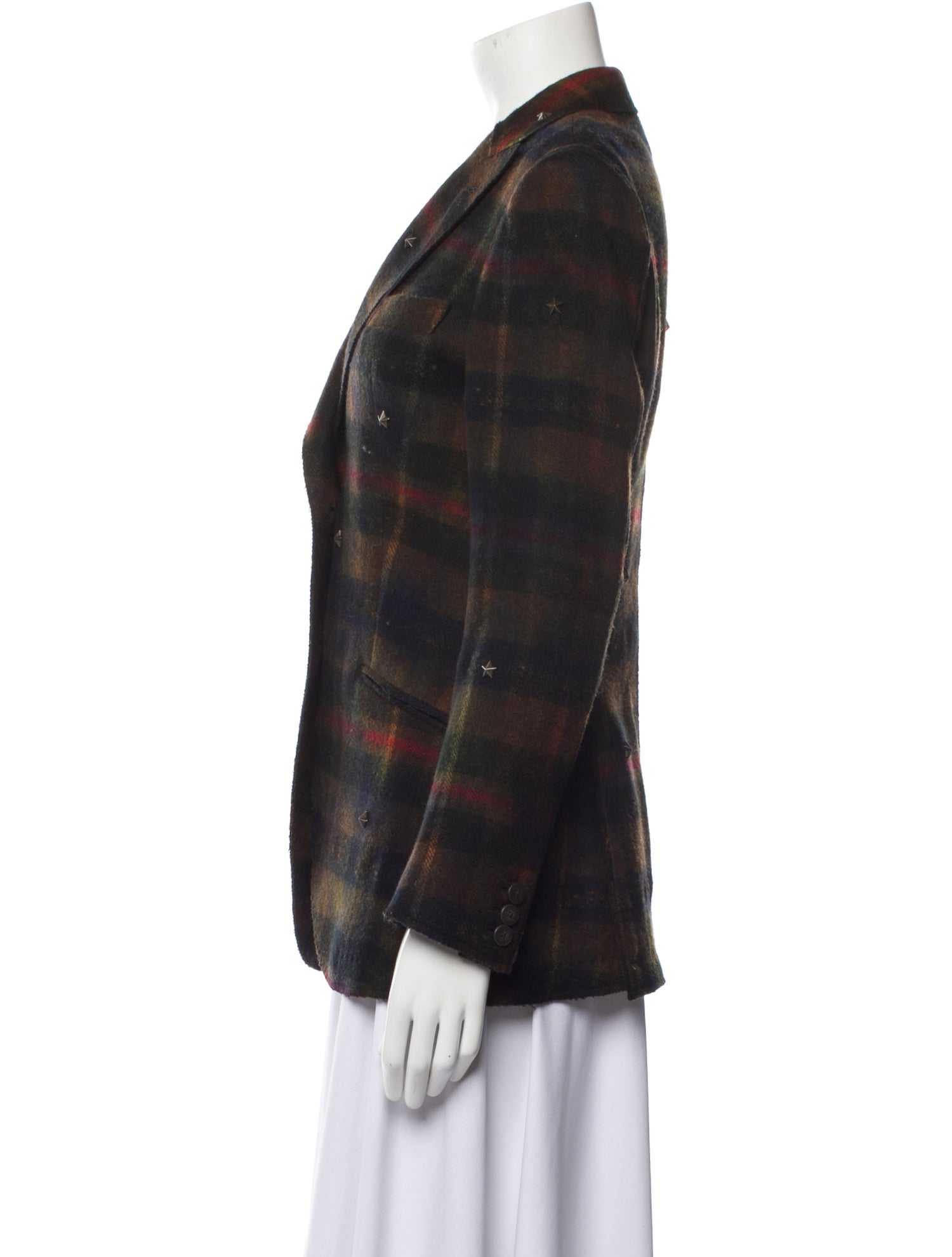 Maurizio Miri Wool Plaid Print Blazer