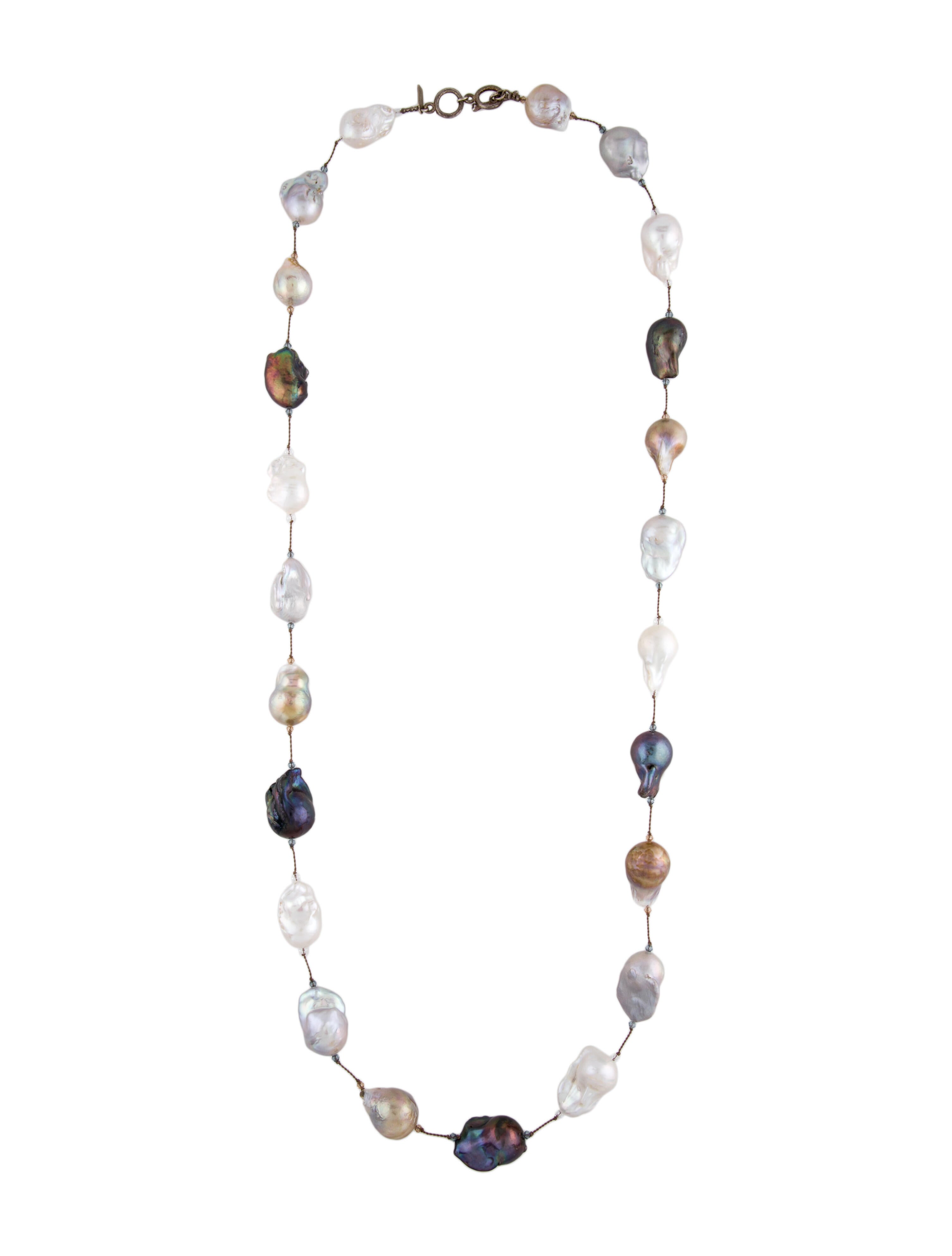Sydney Lynch Geometric Bead Necklace Sterling Silver Bead Strand