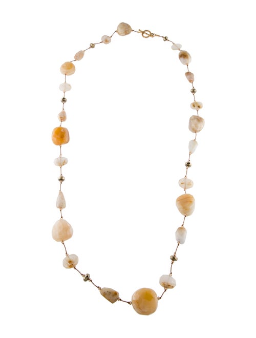 Margo Morrison Agate, Chalcedony, Pyrite & Rutilated Quartz Bead Strand Necklace