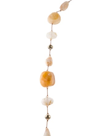 Margo Morrison Agate, Chalcedony, Pyrite & Rutilated Quartz Bead Strand Necklace