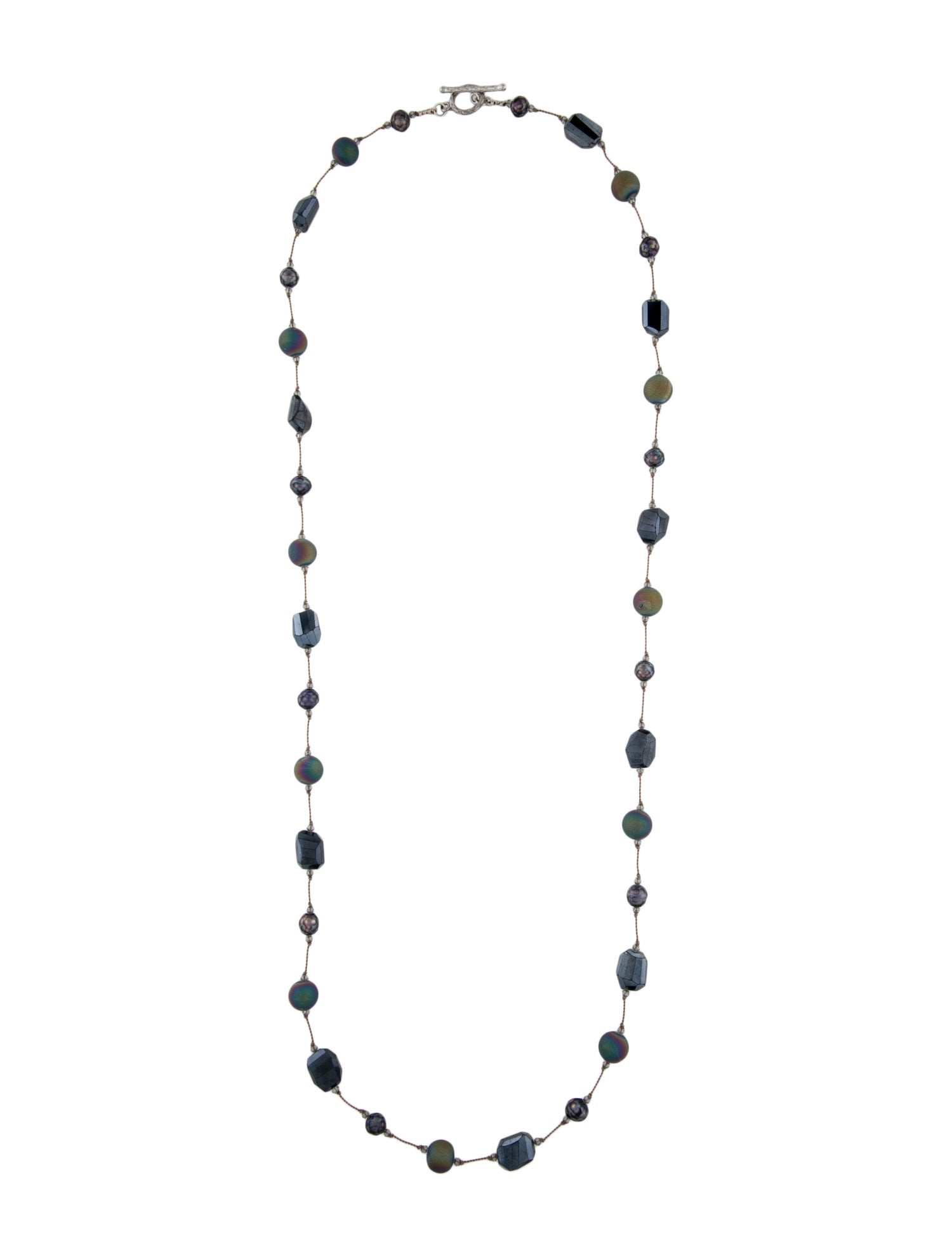 Margo Morrison Spinel, Pearl & Chalcedony Station Necklace