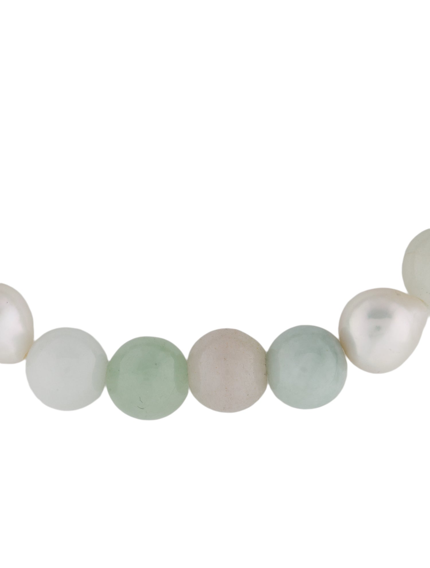 Margo Morrison Pearl & Jadeite Bead Stretch Bracelet