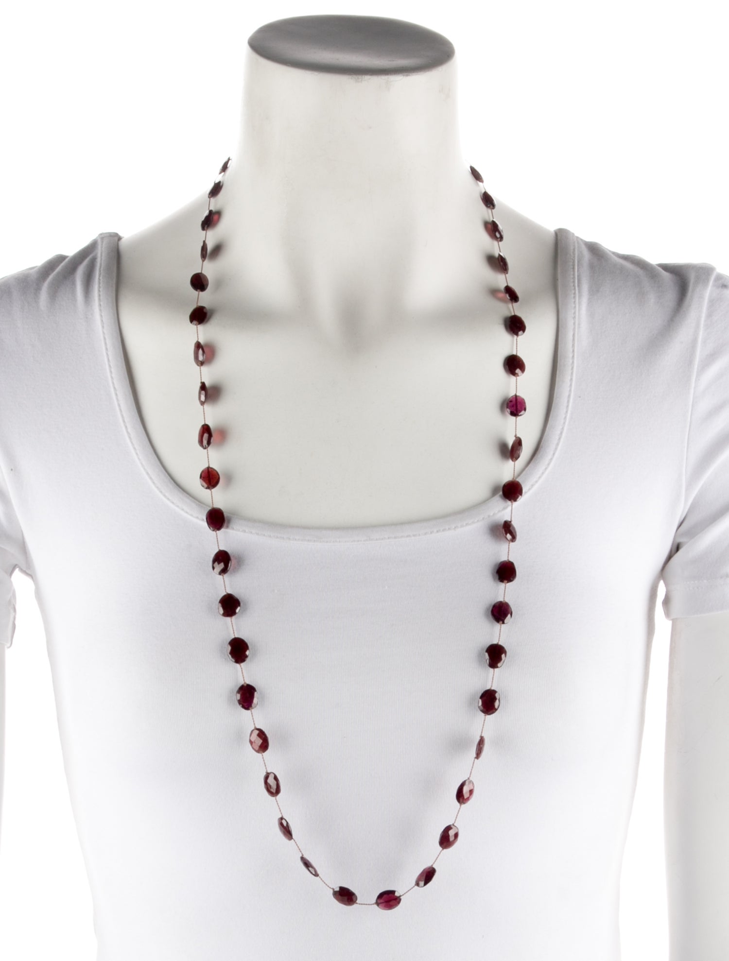 Margo Morrison Garnet Long Station Necklace