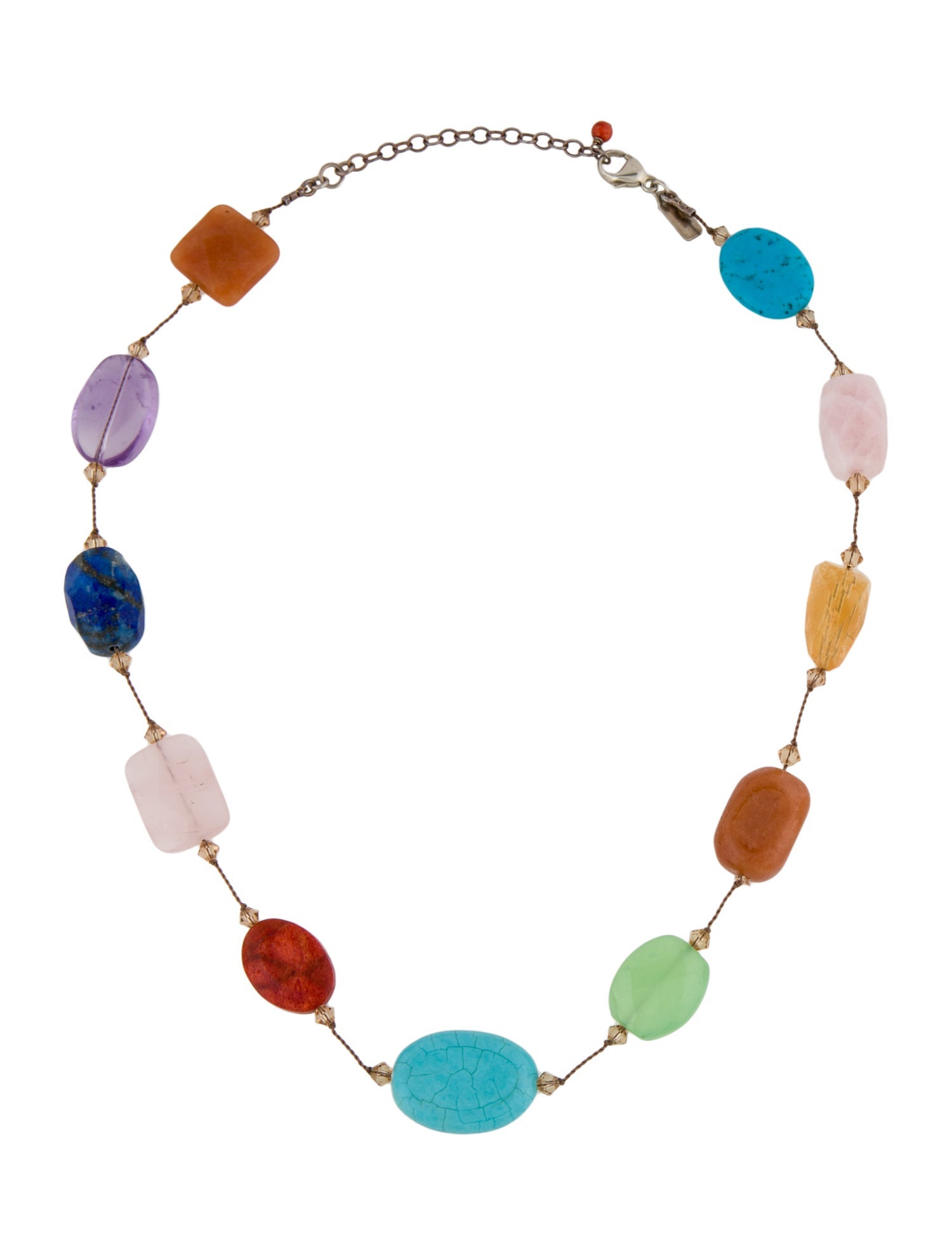 Margo Morrison Coral & Multistone Station Bead Necklace