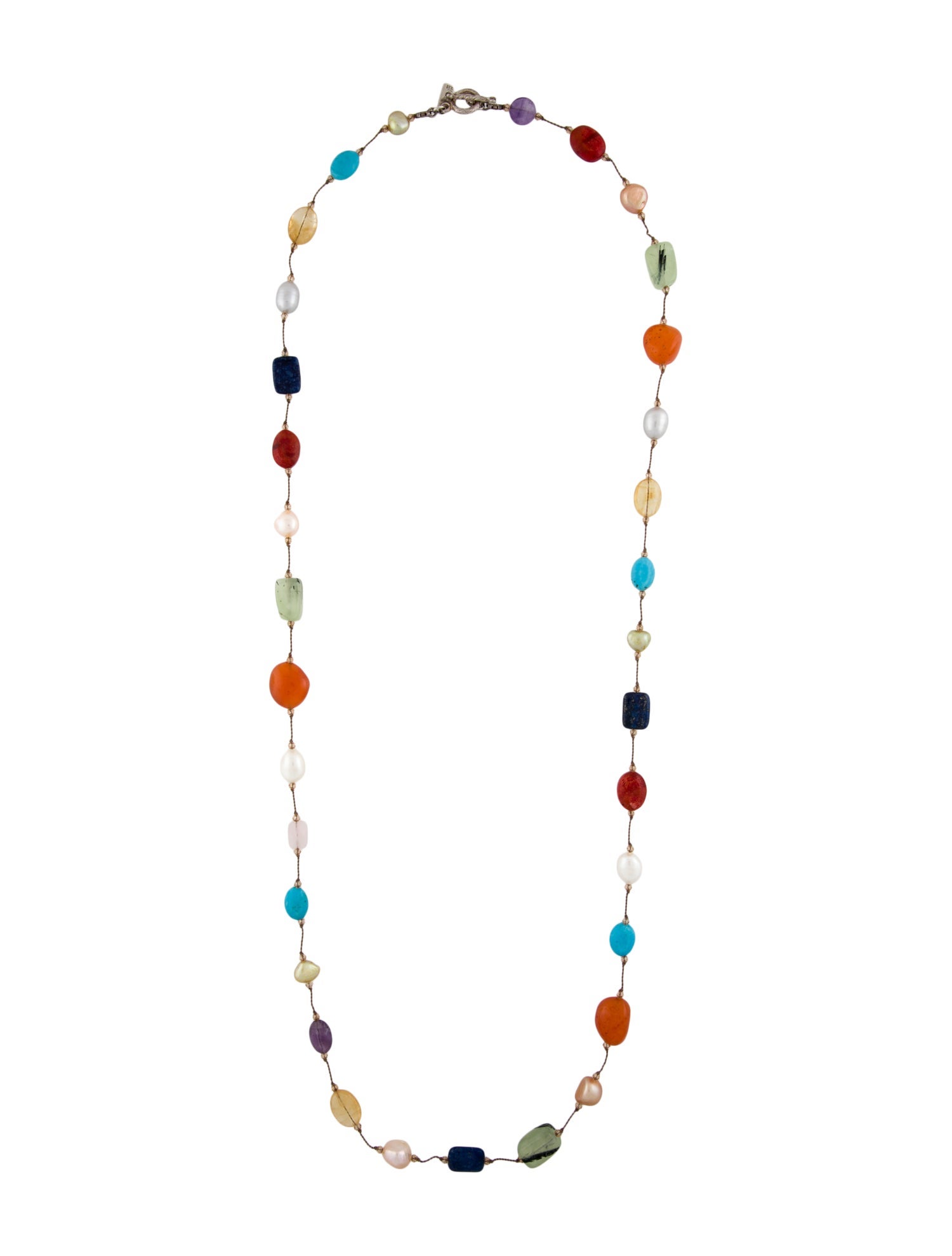 Margo Morrison Dyed Cultured Pearl, Dyed Coral, & Multistone Bead Station Necklace
