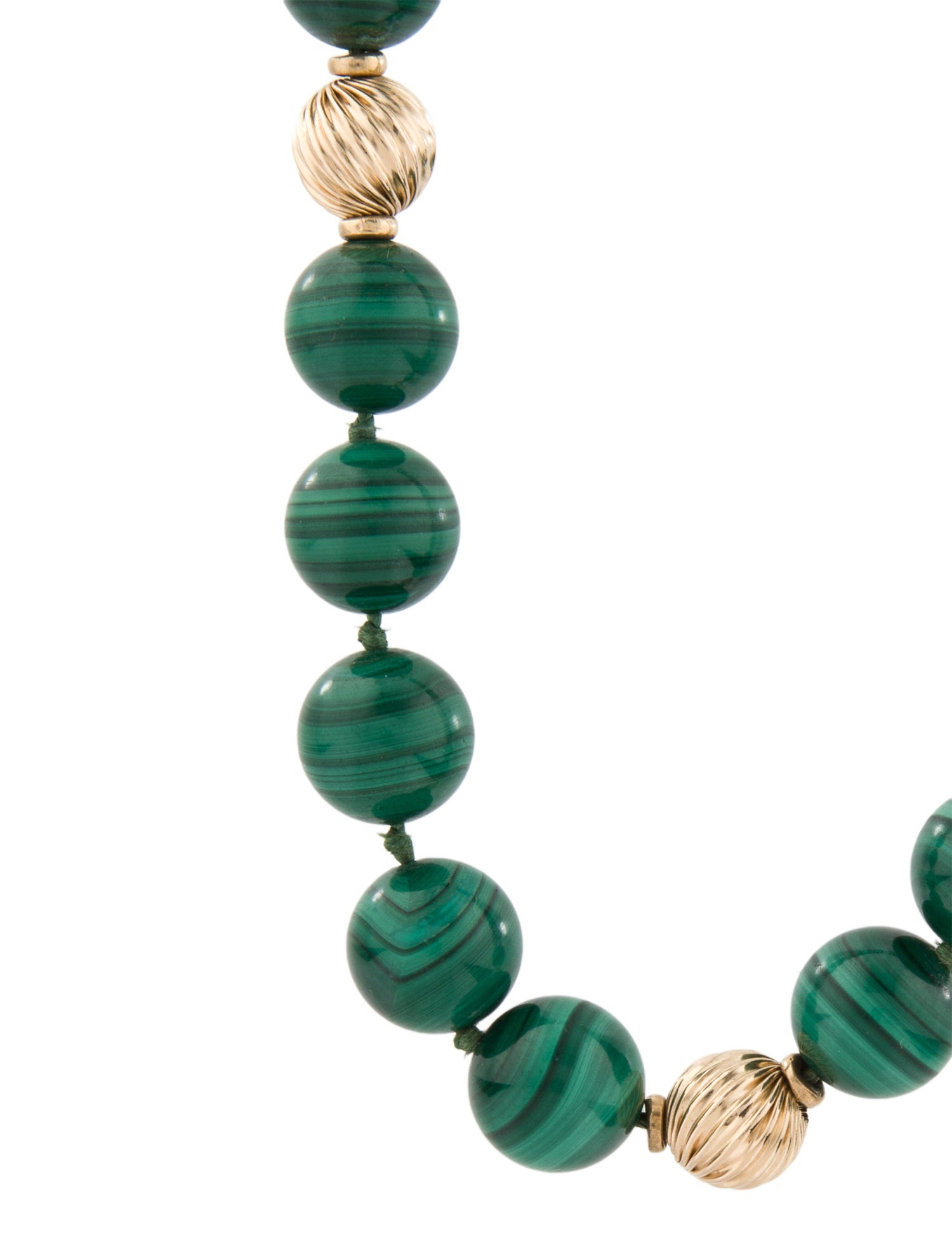 Margo Morrison 14K Malachite Bead Strand Necklace
