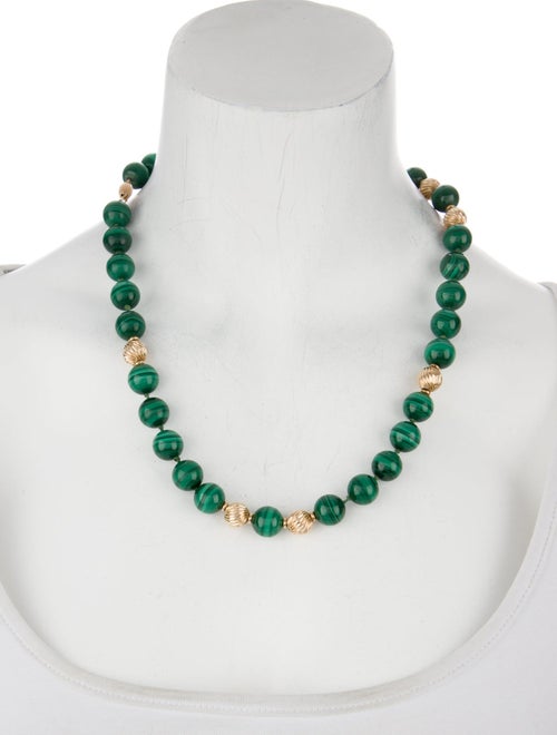 Margo Morrison 14K Malachite Bead Strand Necklace