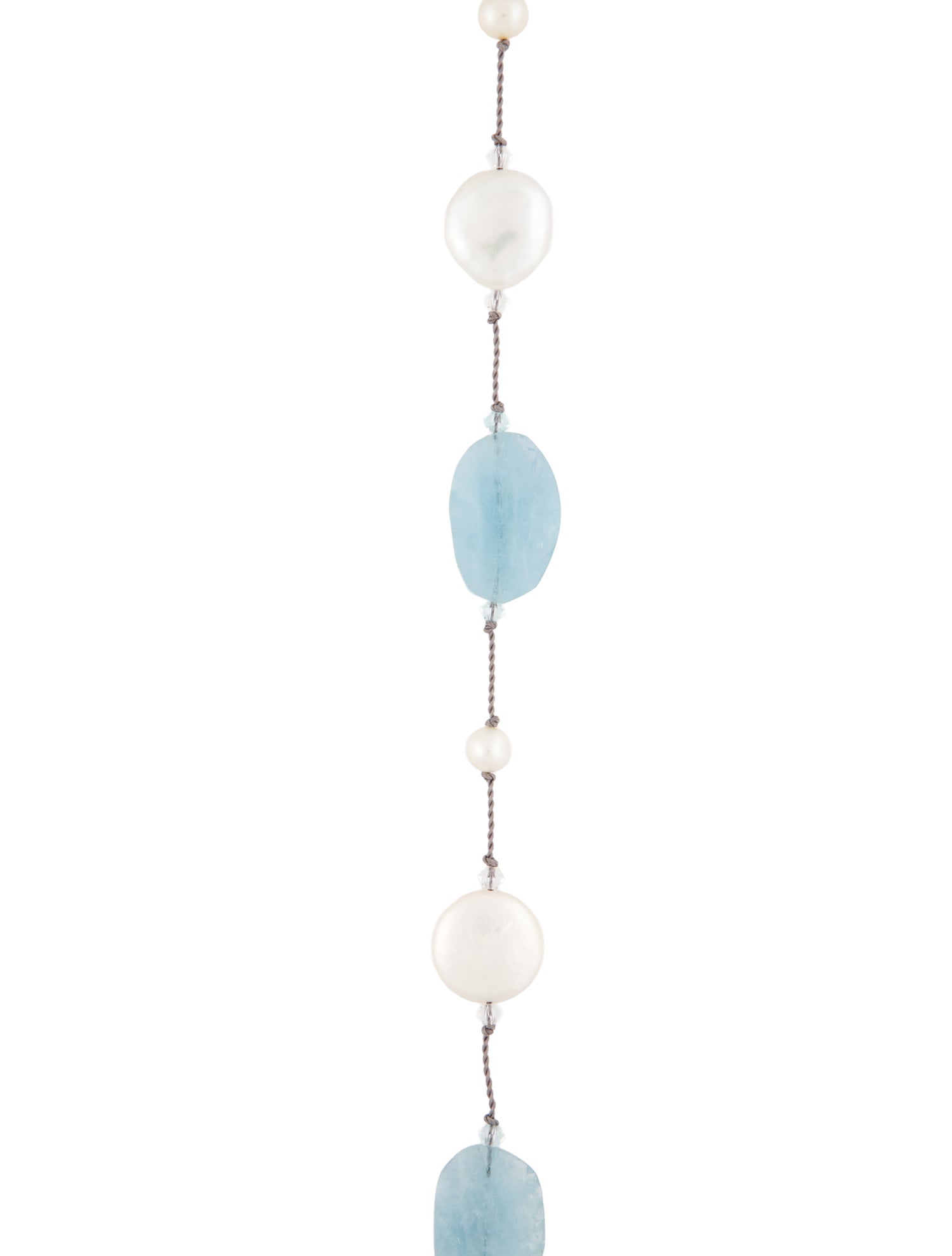 Margo Morrison Pearl, Aquamarine & Crystal Station Necklace