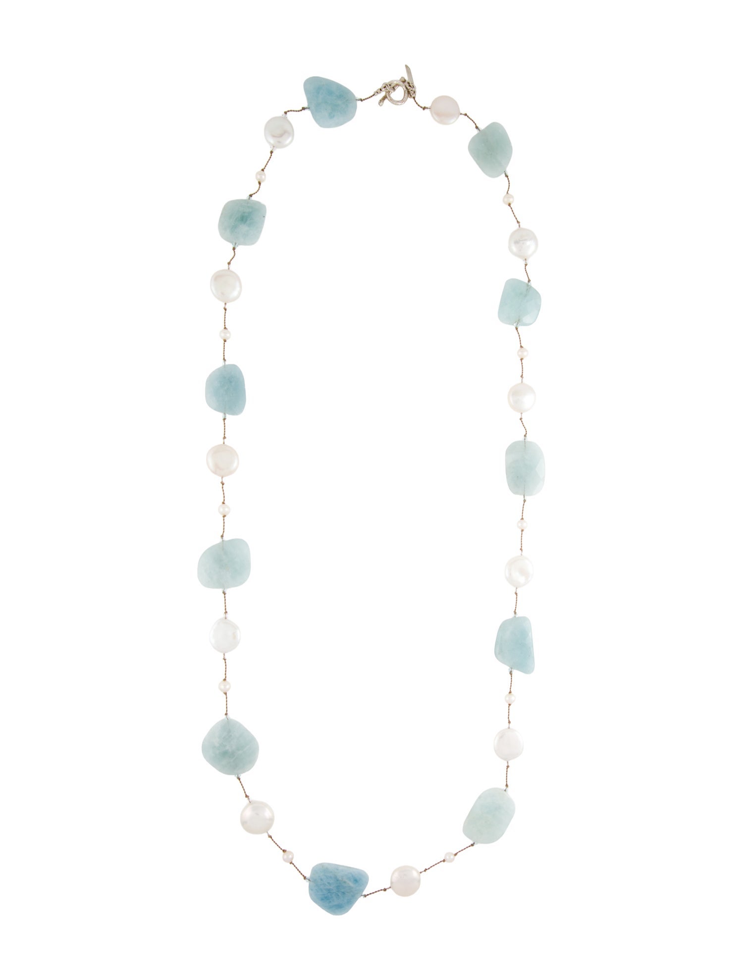 Margo Morrison Cultured Pearl, Aquamarine, & Crystal Station Necklace
