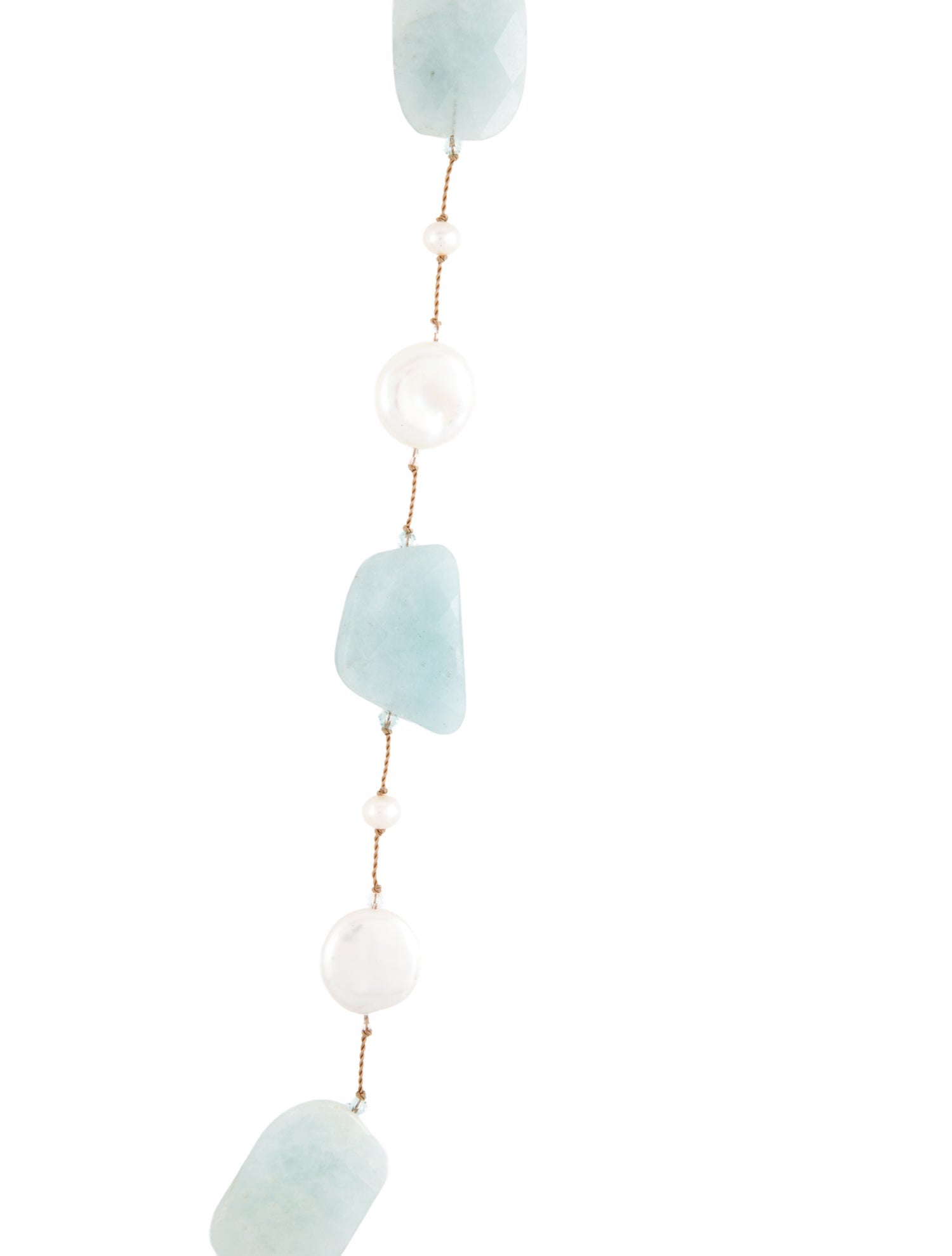 Margo Morrison Cultured Pearl, Aquamarine, & Crystal Station Necklace