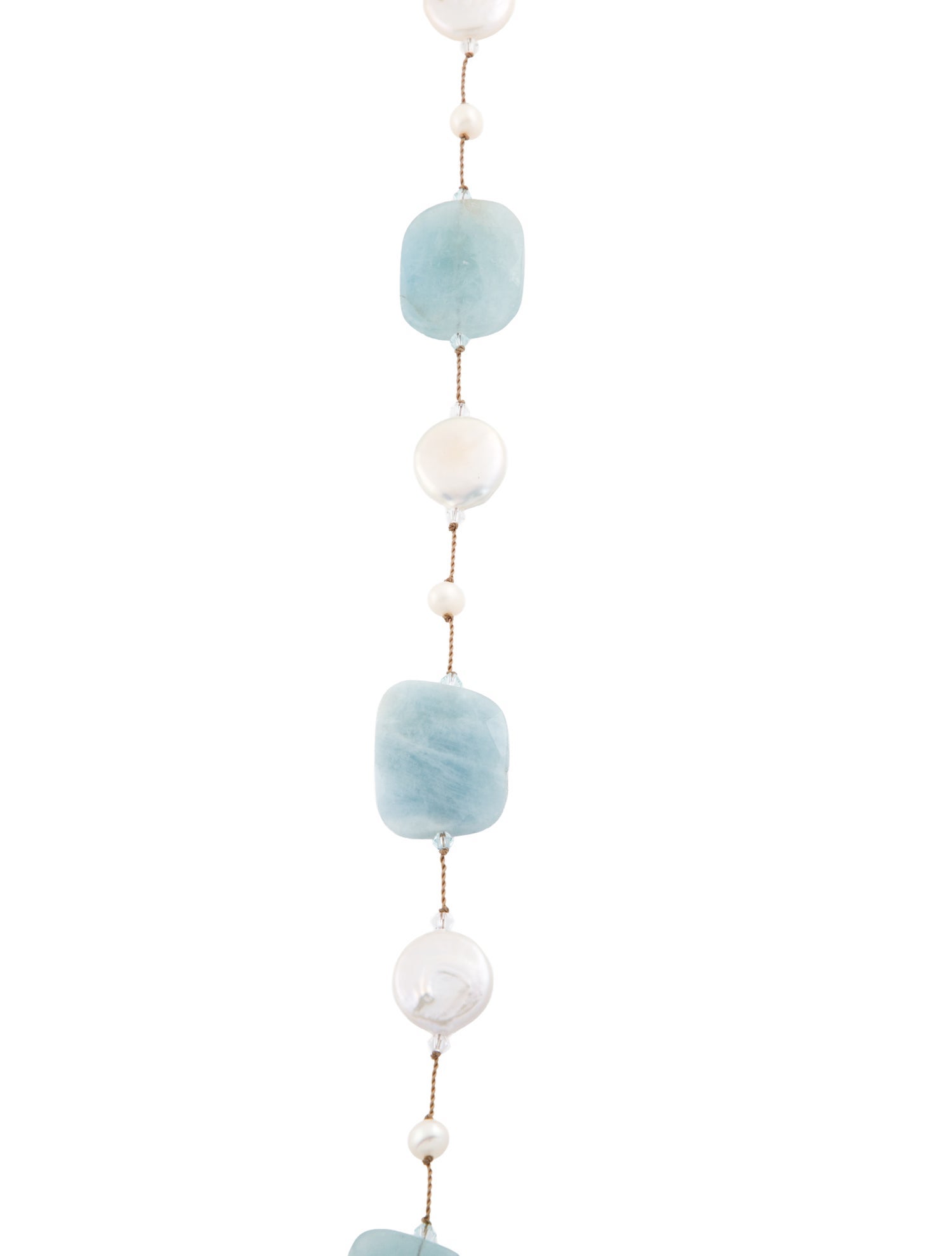 Margo Morrison Cultured Pearl, Aquamarine & Crystal Station Necklace