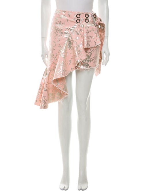 Marques' Almeida Floral Print Mini Skirt Metallic