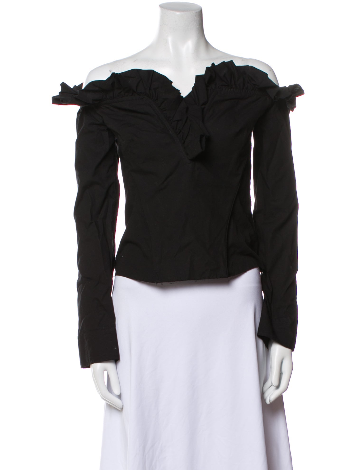 Marques' Almeida Off-The-Shoulder Long Sleeve Crop Top