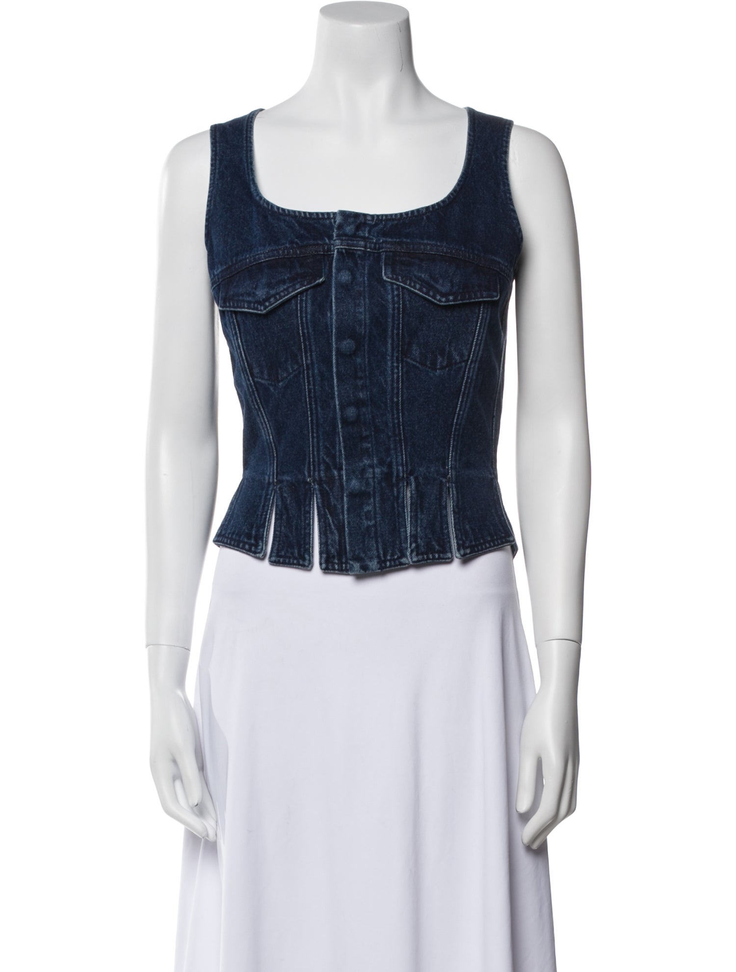 Marques' Almeida Square Neckline Sleeveless Crop Top